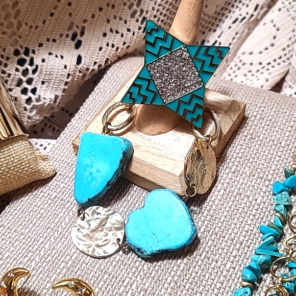 17-Item Gold & Turquoise Jewelry lot: J.Crew, Stella & Dot, V.S, Chico's & more!